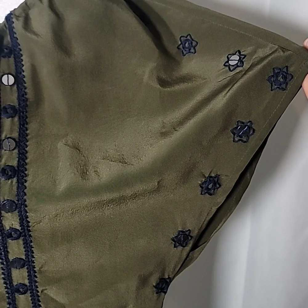 💚 TORY BURCH Silk Top with Sequins and Embroidery Size 2